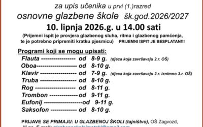 Upis u I. razred osnovne glazbene škole